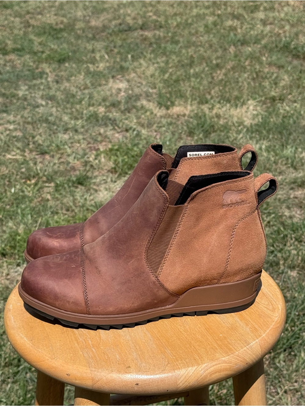 Sorel Women’s Two-Tone Brown Ankle Chelsea Booties